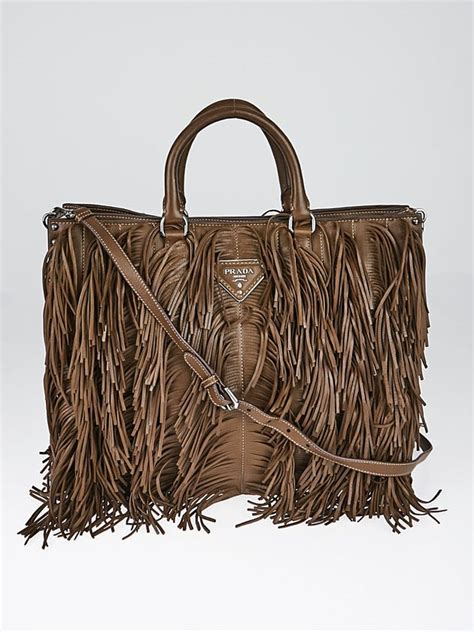 prada nappa print noce|Prada Noce Nappa Leather Fringe Large Tote Bag BN1509.